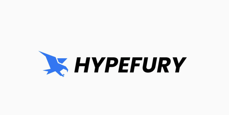The Hypefury logo is bold black text with a blue bird on the left.