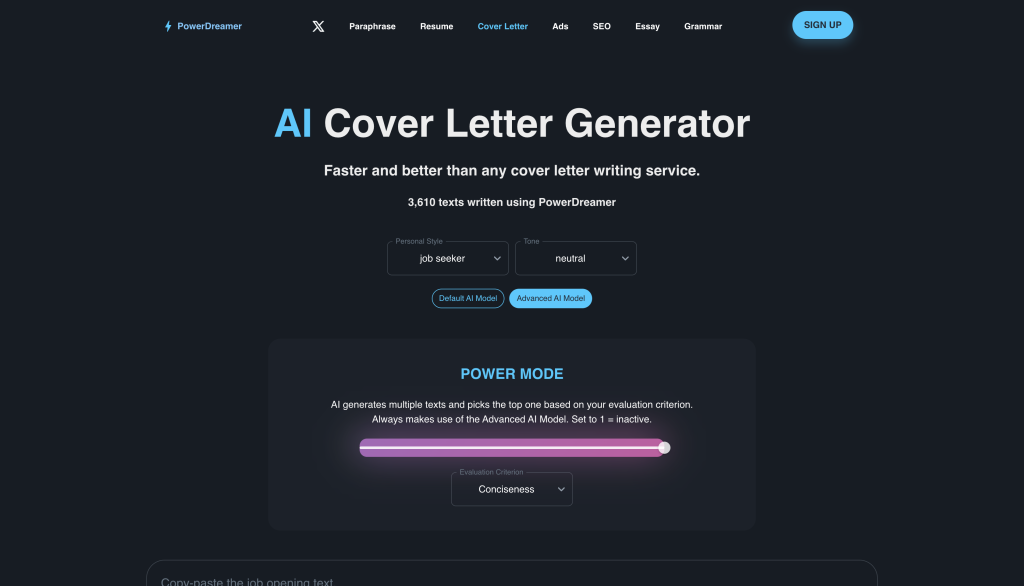 PowerDreamer AI Cover Letter Generator - TopApps.Ai