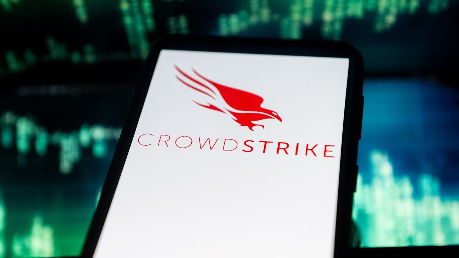 Red Crowdstrike logo on a white backgrownd